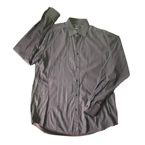 Ermenegildo Zegna Z Button Up Shirt Mens XL/16.5 Maroon Geometric Modern Turkey - Picture 2 of 10